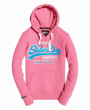 Superdry Vintage Logo Canvas Női Kapucnis Pulóver Rózsaszín | WQCTS6715